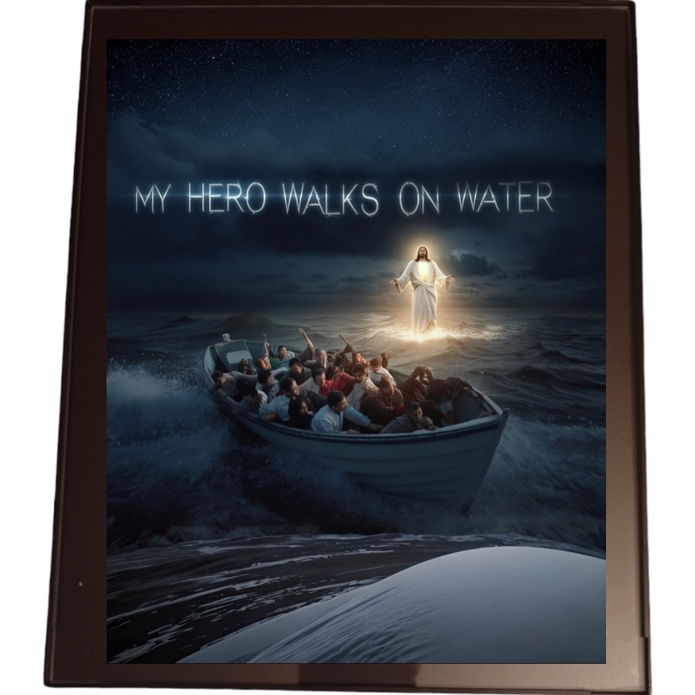 Jesus Walks On Water In A Glass Front Frame 8x10 Picture AI wall art